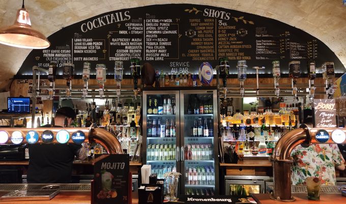 Front view of Houses of Parliament English pub in Bordeaux, France